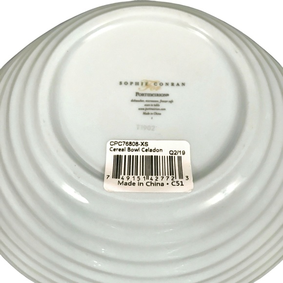 2 Portmeirion Sophie Conran Celadon Green Cereal Bowls 7.25" Ring Oval Ribbed - Picture 14 of 15